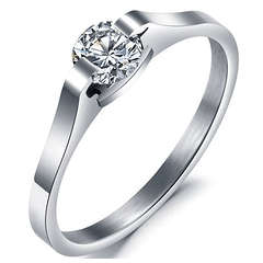 Genuine solid stainless steel 1ct engagement style ring with Genuine Austrian crystal
