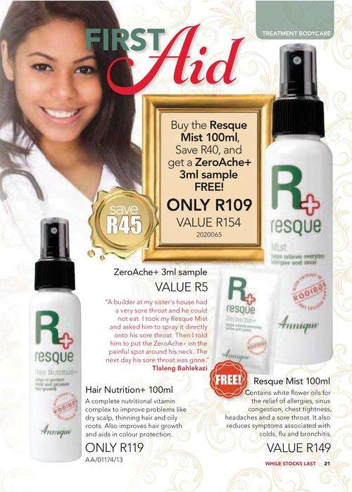 Annique Resque Mist 100ml + free ZeroAche 3ml sample