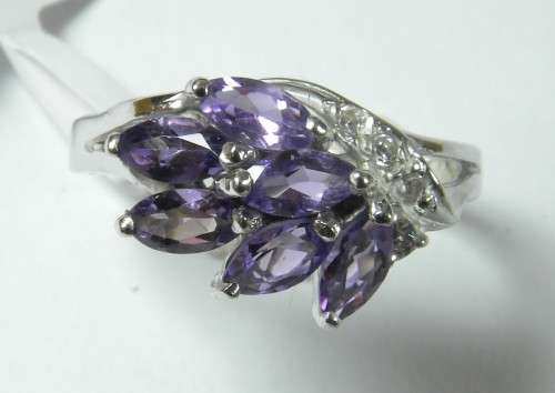 925 Silver burst of Amethyst Ring