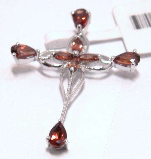 925 sterling silver A grade garnet cross.