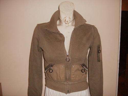 Funky and Trendy Khakhi Green Zipped Jacket