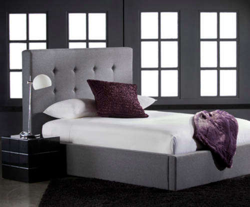 Custom made White Faux Leather Buttoned Headboard