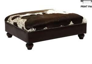 Nguni and genuine leather Hide Ottomans -  Special Price