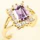 18K YELLOW GOLD PRINCESS PURPLE AMETHYST RING