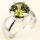 18K WHITE GOLD LARGE ROUND CUT GREEN PERIDOT RING