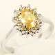 18K WHITE GOLD OVAL CUT YELLOW SAPPHIRE RING
