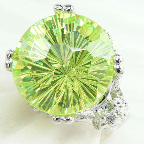 925 SILVER PERIDOT QUARTZ GEMSTONE RING