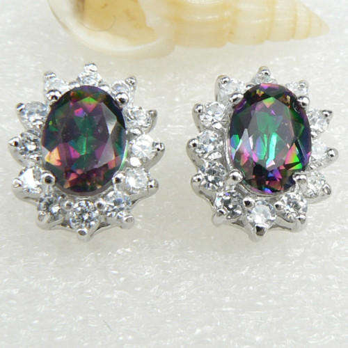 925 SILVER MYSTIC TOPAZ STUD EARRINGS