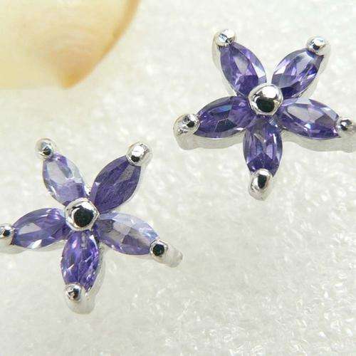 (42)   925 SILVER AMETHYST QUARTZ GEMSTONE EARRINGS