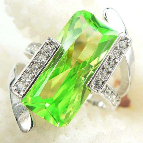 925 SILVER PERIDOT QUARTZ GEMSTONE RING