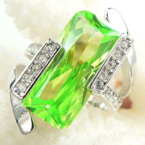 925 SILVER PERIDOT QUARTZ GEMSTONE RING