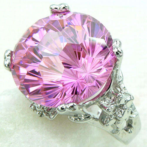 (68)     ROSE QUARTZ GEMSTONE 925 sterling silver RING sz8