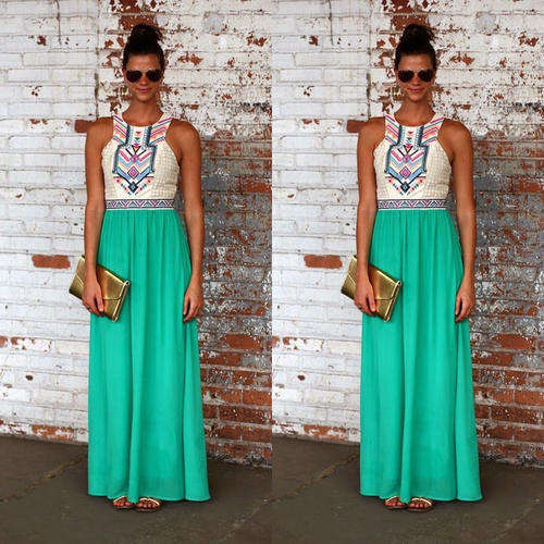 Sexy Women Summer Boho Long Maxi Evening Party Dress Beach Dresses Chiffon Dress