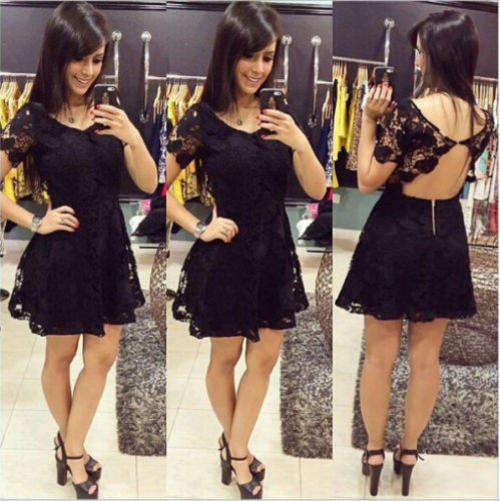 LITTLE BLACK DRESS: Lace Dress Casual Sleeveless Party Evening Cocktail