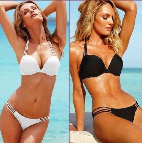 Women Padded  Bikini Set BLACK/WHITE/BLUE/PINK