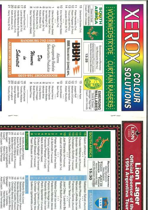 5 Springbok Rugby programmes