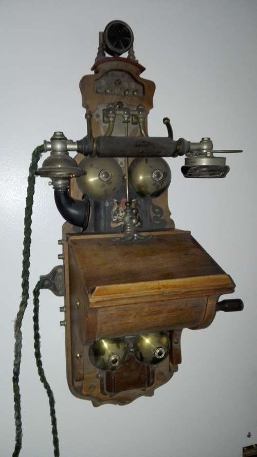 LM Ericsson Circa 1903 Dual Line Magneto Wall Telephone