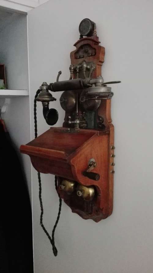 LM Ericsson Circa 1903 Dual Line Magneto Wall Telephone
