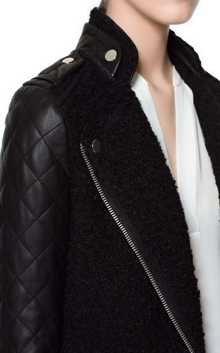 Zara Woman - Black Leather Coat XS