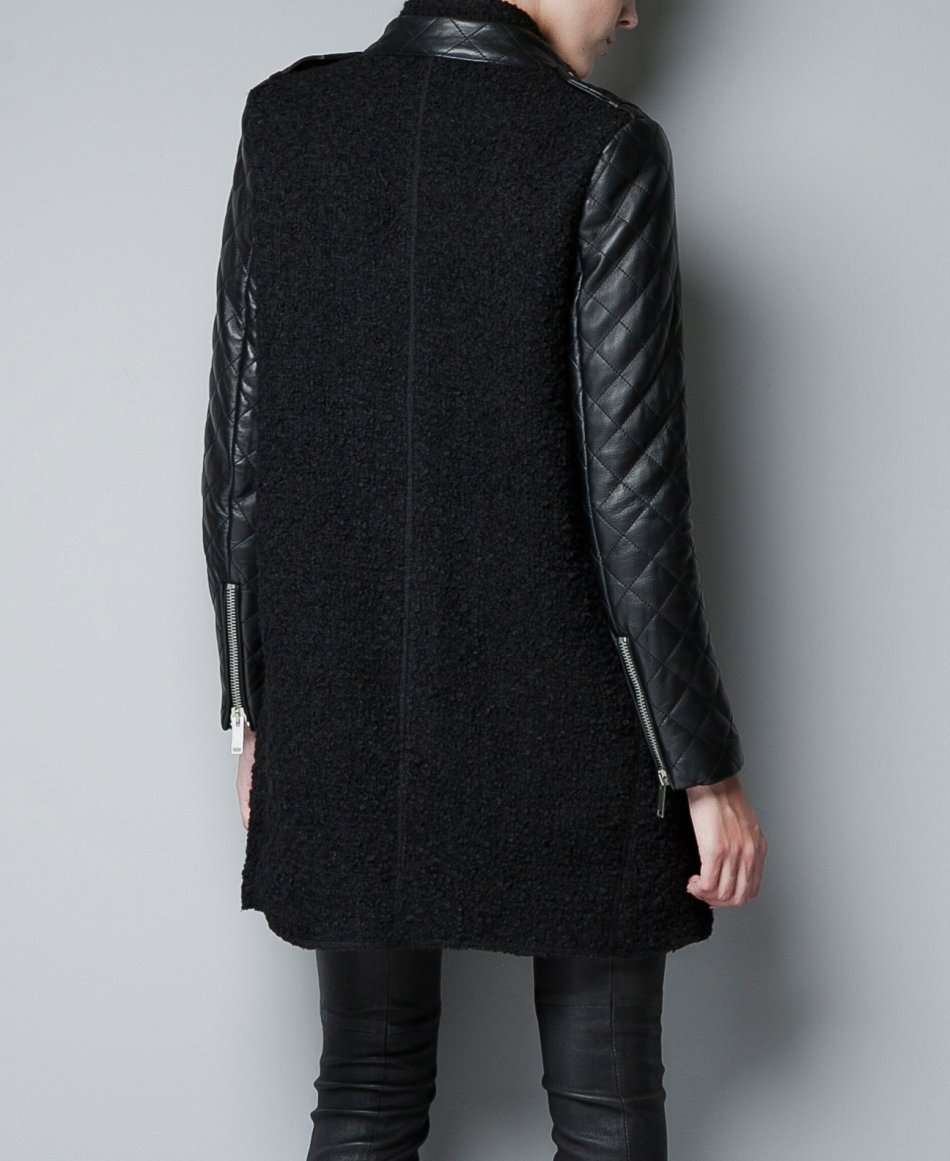 Zara Woman - Black Leather Coat XS