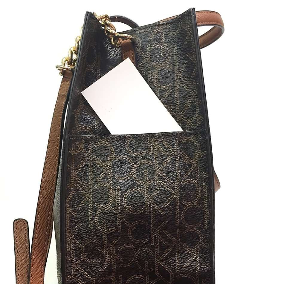 Calvin Klein Monogram East West Tote - Brown
