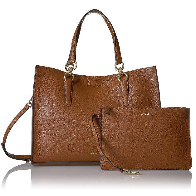 Calvin Klein Monogram East West Tote - Brown