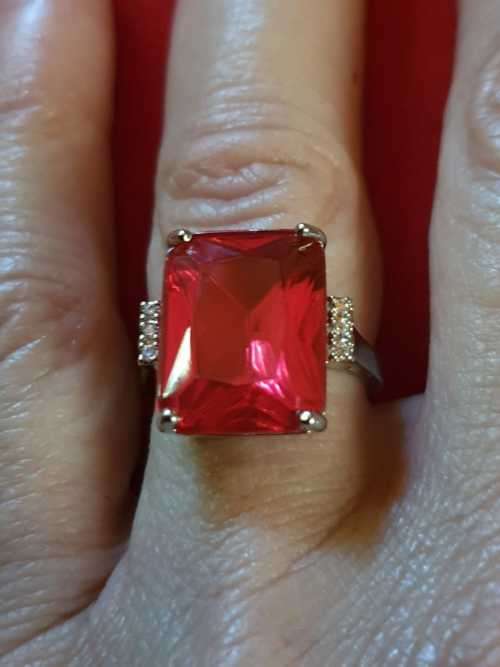 New Women's Solid 925 Stirling Silver Ruby Ring