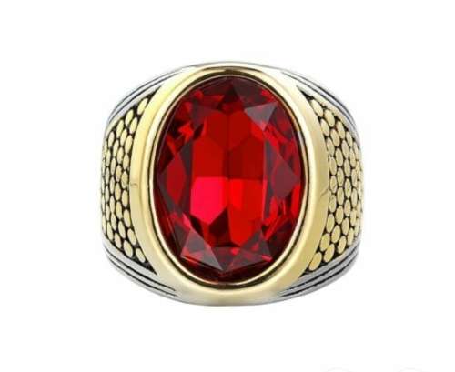 New Business Men's 925 Sterling Silver LuxuryRound 10,25 CT Natural Ruby Ring