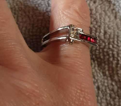 Exquisite 925 Sterling Silver White Sapphire and Ruby Mens's or Women's ring