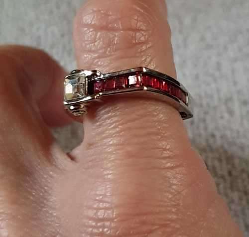 Exquisite 925 Sterling Silver White Sapphire and Ruby Mens's or Women's ring