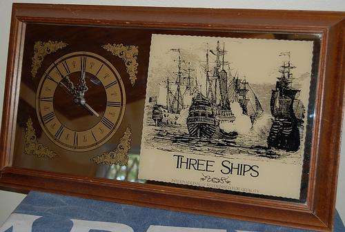 Very Rare Collectors Three Ships Mirror Clock for your Pub