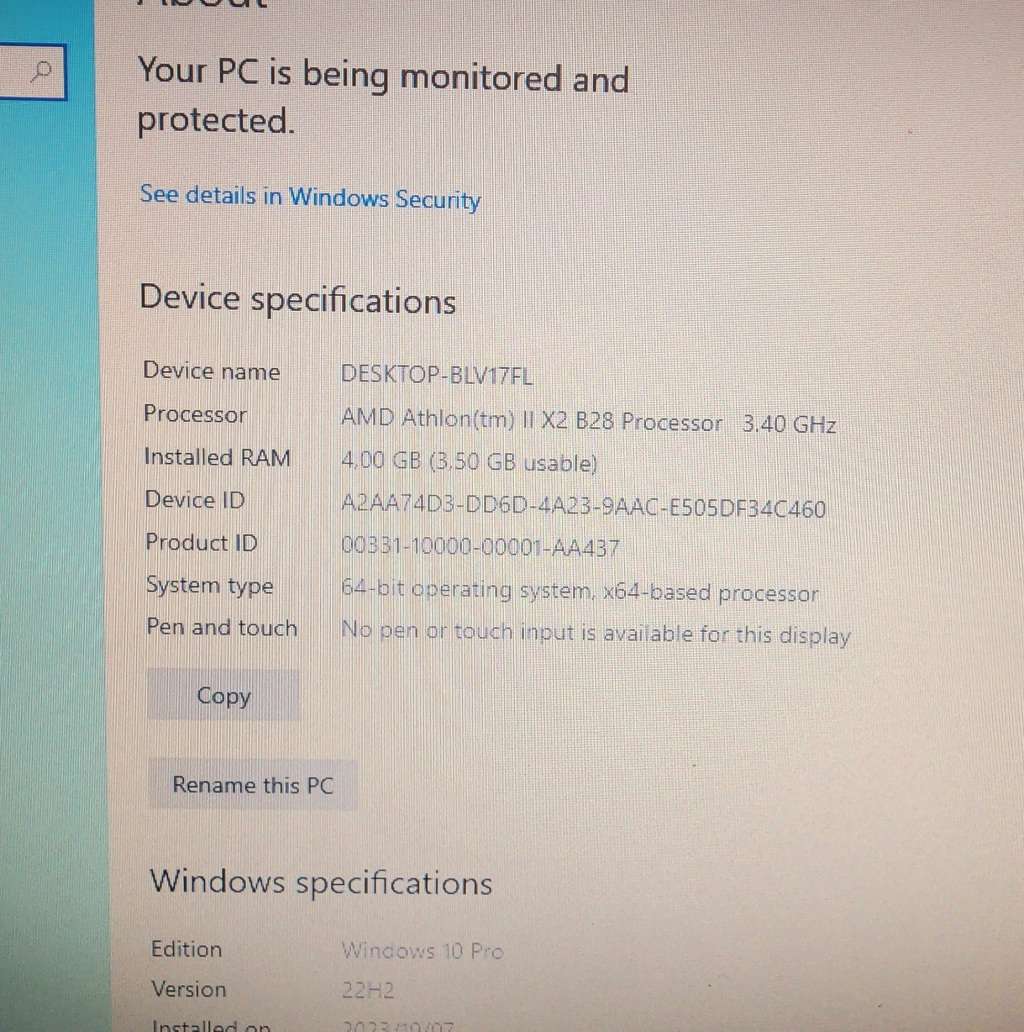HP AMD Athlon 3.40ghz desktop pc