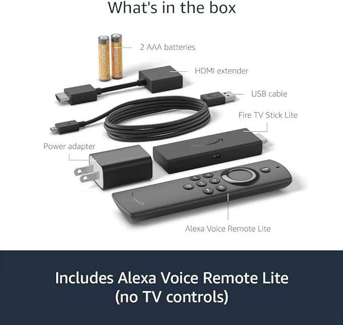 Amazon Fire TV Stick Lite, Alexa Voice Remote Lite, 1st Gen Remote