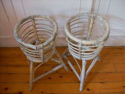 CANE PLANT HOLDERS.  SHABBY CHIC.