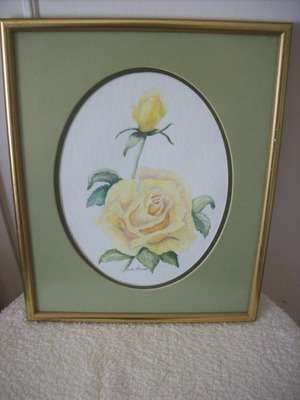 FRAMED WATER COLOUR OF A ROSE  ELSE NISCHK