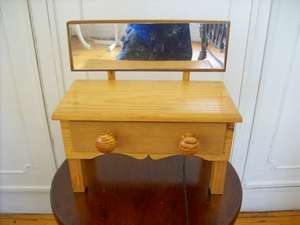 DOLLS PINE DRESSING TABLE.