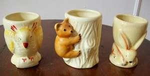 THREE EGG CUPS.  VINTAGE.