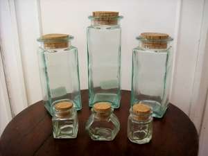 SET OF 6 CORKED STORAGE JARS