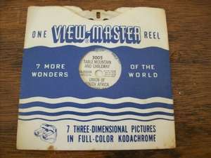 VIEW MASTER REEL. TABLE MOUNTAIN & CABLEWAY. UNION OF S.A.