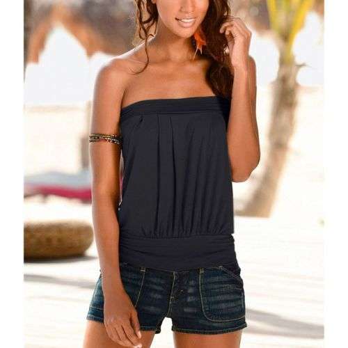 Ladies Summer Strapless Casual Tank Top Clubbing Tube Top