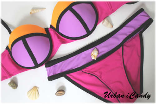 Sexy Women Summer Beach Push-Up Padded Bikini Set Swimsuit Swimwear Block colour