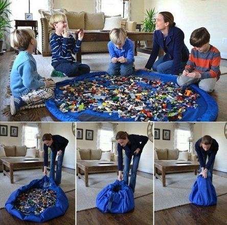 45CM Portable KIDS Play Mat Toy Storage Bag Toys Organizer Rug Box