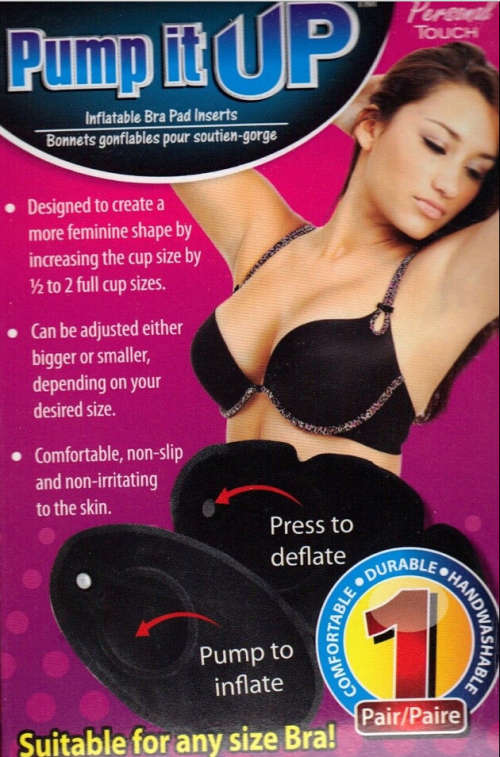 1pair PUMP IT UP Inflatable Bra Pad Inserts Breast Enhancers adjust Lift Shape