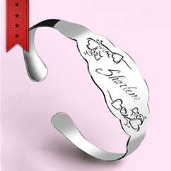 Heart Bracelet, Stainless Steel, Free Engraving