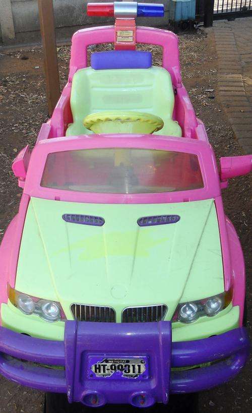 Battery Operated Ride On Electric Purple . Pink And Green Police Car For Kids