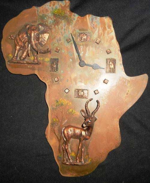 plated copper africa clock