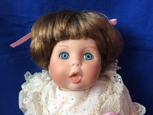 Vintage Porcelain Doll - Girl with Brown Hair