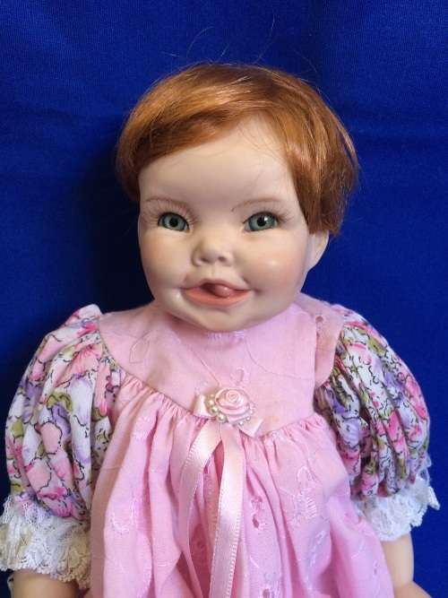 Vintage Porcelain Doll - Floral and Pink Doll
