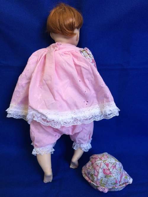 Vintage Porcelain Doll - Floral and Pink Doll