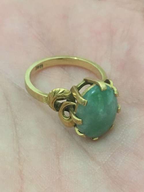 18ct Vintage Yellow Gold Ladies Ring + Aventurine Stone